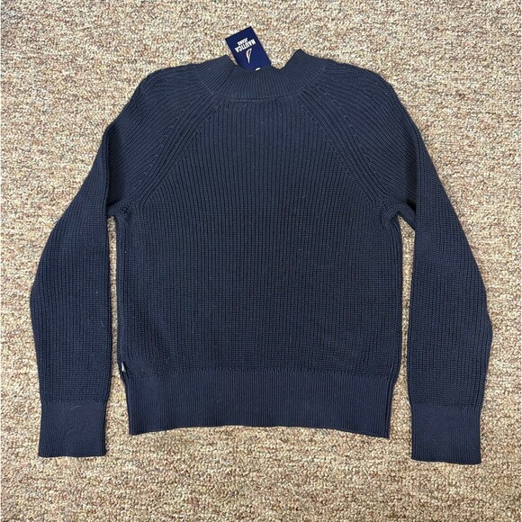 NWT Náutica Navy Structured Ribbed Knit Crew Mock Neck Pull Over Sweater Medium - Picture 10 of 11